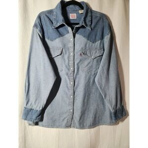 Levi's Dylan Oversize The Western Shirt Denim In Reverse Pearl‎ Snap - 1X